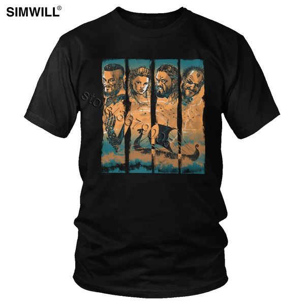 

vintage viking t shirt men ragnar lothbrok lagertha floki king t-shirt conquerors ship tees cotton classic retro tv warrior