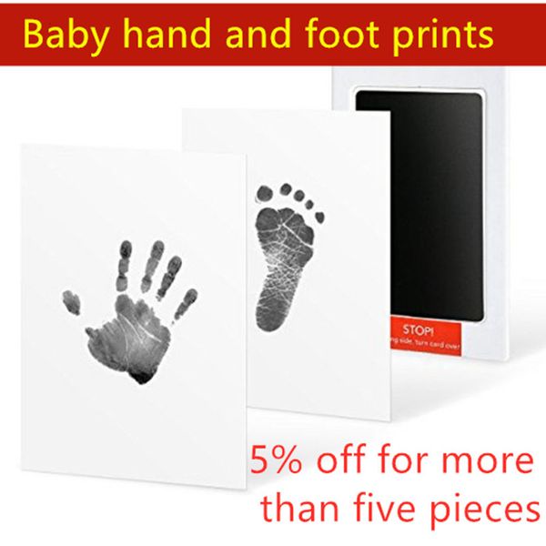 

baby care non-toxic baby handprint footprint imprint kit baby souvenirs casting newborn footprint ink pad infant clay toy gifts, Blue