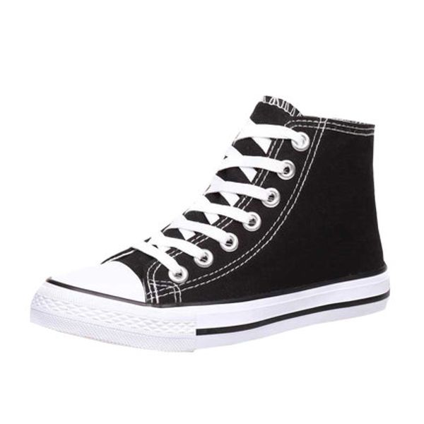 

2020 new flat spring high-canvas shoes female korean version of the wild ulzzang casual student white board shoes, Black