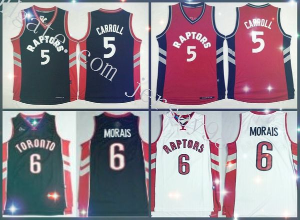 

torontoraptorsmen #6carlosmorais #5demarrecarroll white retro basketballjersey, Black