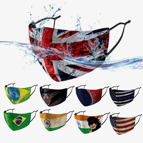 

13 styles flag print cotton face mask supplies dustproof universal pm2.5 windproof washable reusable outdoor protective masks for unisex