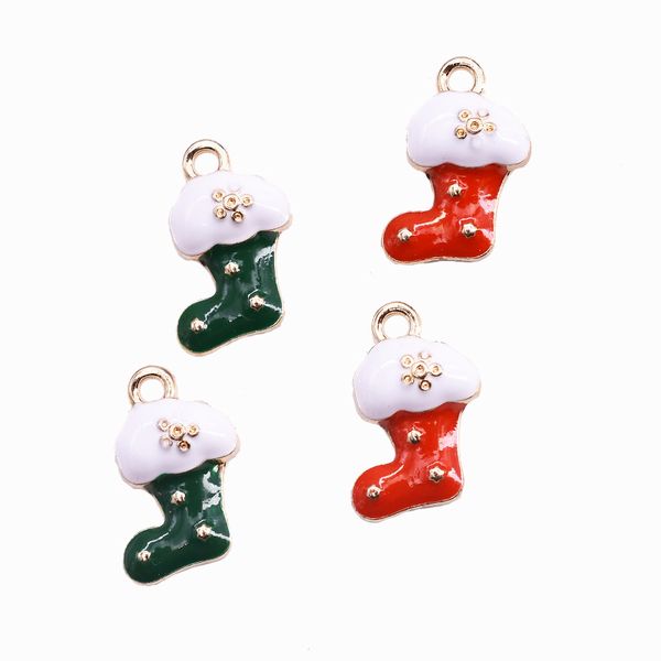 

bulk 200pcs gold tone plated enamel christmas sock charms pendants earrings supply necklace supply charm 10x17mm, Bronze;silver
