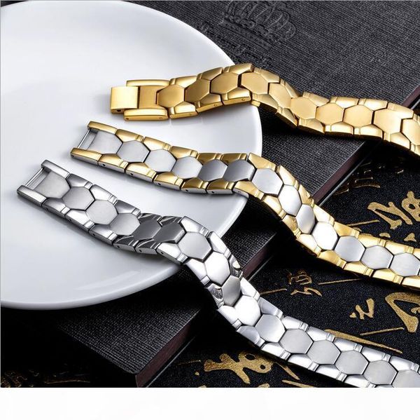 

mens elegant magnetic bracelets, titanium stainless steel magnetic therapy bracelet for men arthritis bracelets pain relief, Black