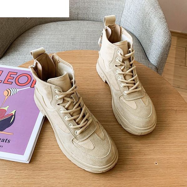 

2020 new winter women's boots fashion lace-up low-heeled ankle boots round head square-heel zipper women's boots, Black