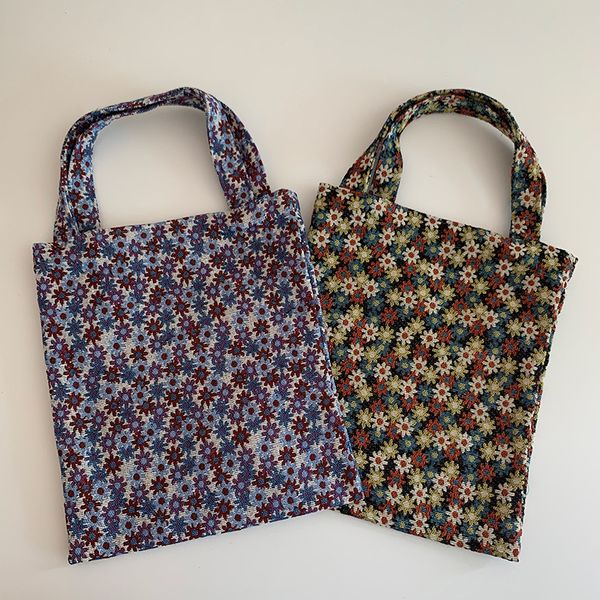 

vintage daisy flower ladies handbags retro women environmental small shopping bags female casual tote clutch purse