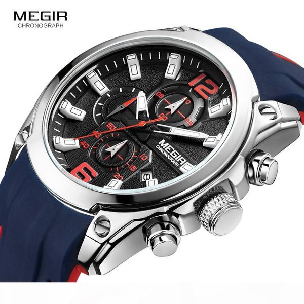 

2018 men's fashion quartz watch with date, luminous hands, waterproof silicone rubber strap wristswatch for man, Slivery;brown