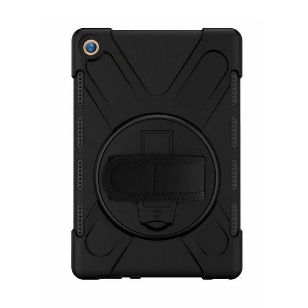 

for huawei mediapad m5 10.8 cmr-al09 w09 heavy hybrid stand case shockproof shoulder strap 360 rotating tablet back cases cover