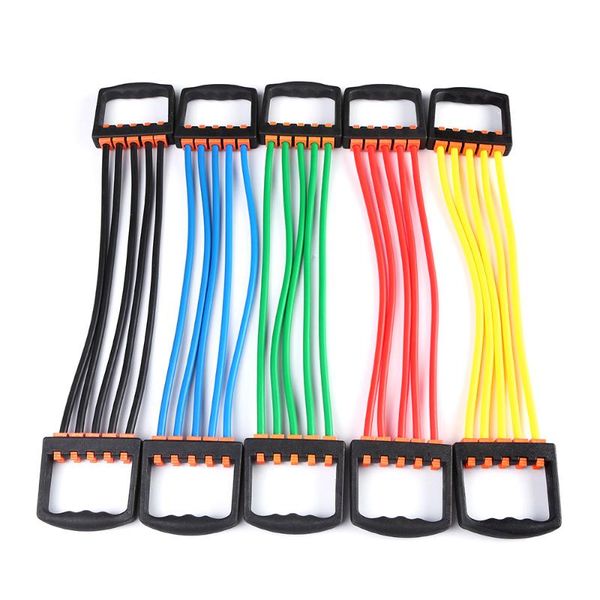 

portable indoor chest expander puller 5 tubes resistance band exercise fitness resistance cable rope tube chest exerciser