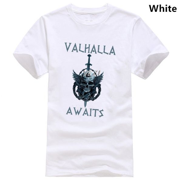 

skull valhalla awaits viking shirt