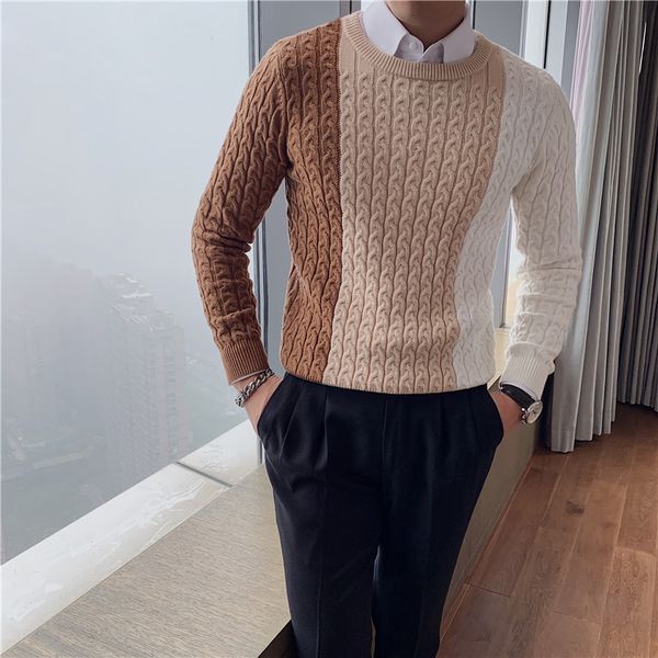 

2020 brand clothing men keep warm in winter colour knitted sweater/male slim fit casual knit shirts plus size s-4xl, White;black