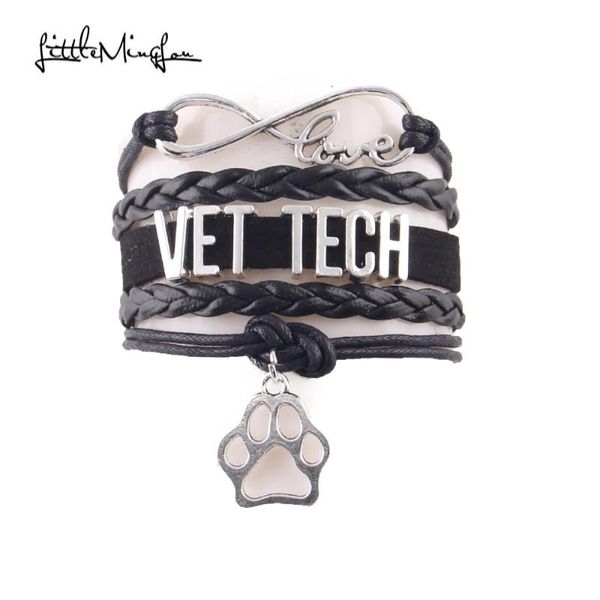 

charm bracelets little minglou infinity love vet tech bracelet pet leather wrap men & bangles women jewelry drop, Golden;silver