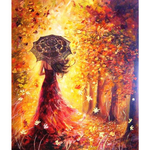

beautiful woman with an umbrella diy paint by numbers- oil painting on canvas for kids