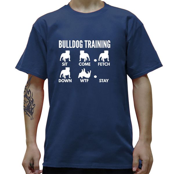 

обучение английский бульдог собака хитрости графический t-shirt mens лето стиль мода короткие рукава крупногабаритные streetwear футболки