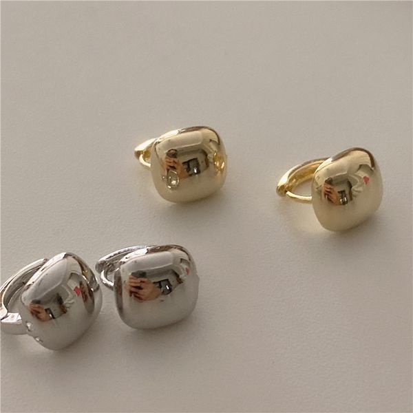 

hoop & huggie korea retro gold silver color metal square earrings minimalist for women jewelry halloween accessories wholesale, Golden;silver