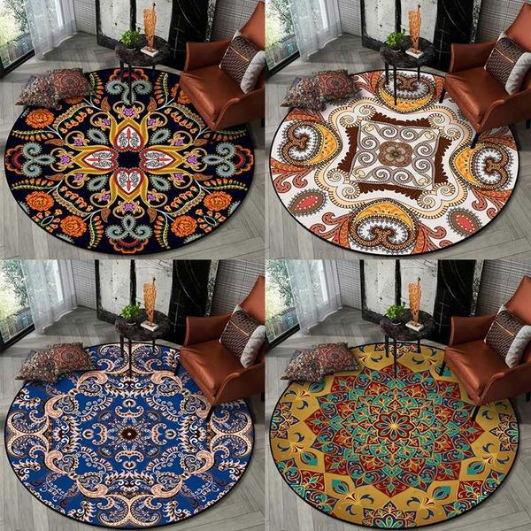 

carpets moroccan style area rugs living room vintage european flowers round kids bedroom play tent non-slip floor mat rug