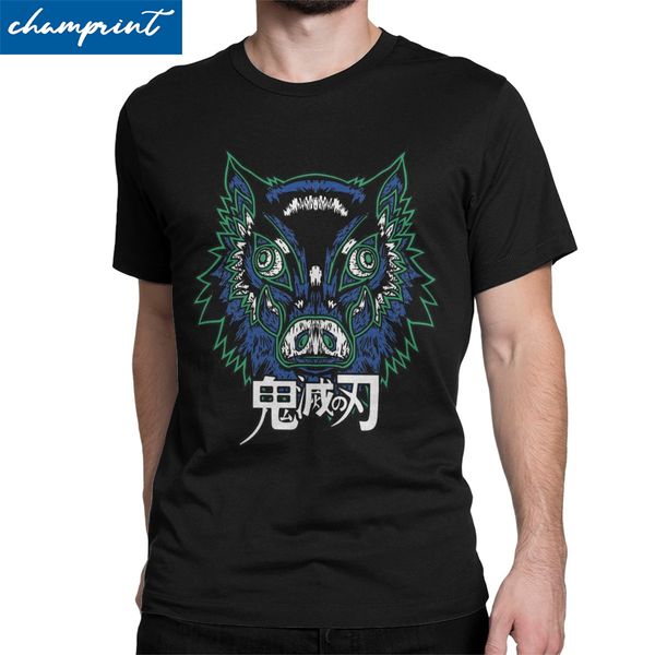 

inosuke boar head t-shirts men demon slayer anime demon blade novelty cotton tees round neck t shirt plus size clothes