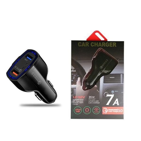 

car charger qc 3.0 quick charge usb charger type c mobile phone 2 port smart universal charger adapter for samsung xiaomi with retail box