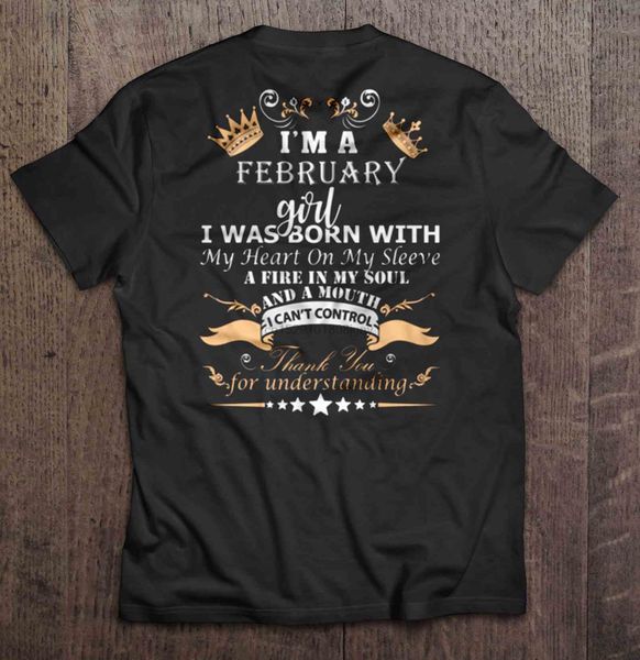 

мужчины футболка я м а февраль девочка i was born with my heart on my sleeve спасибо за пониманием женщин футболки
