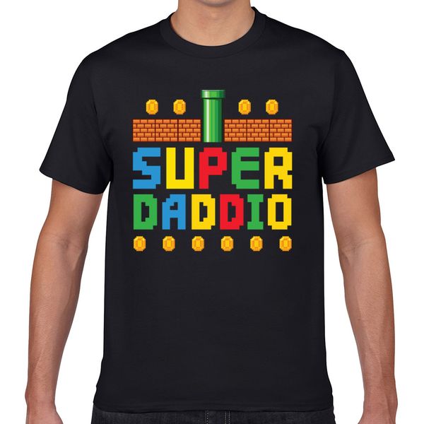 

t shirt men funny fathers day super daddio comic inscriptions geek custom male tshirt xxxl