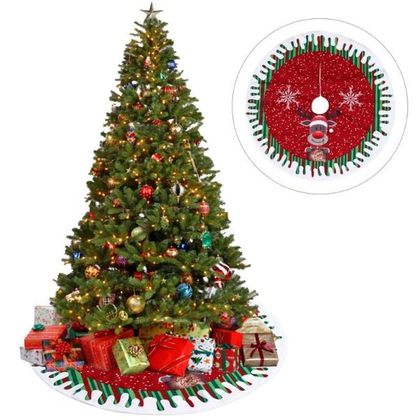 

1pc delicate christmas tree deer skirt cloth carpet xmas tree bottom cover