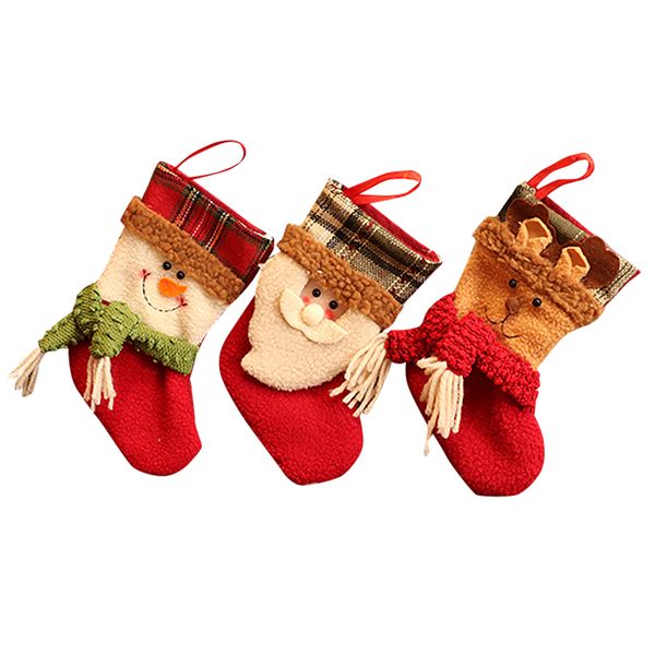 

christmas decorations traditional stockings set of 3 santa reindeer snowman with snowflake party gift