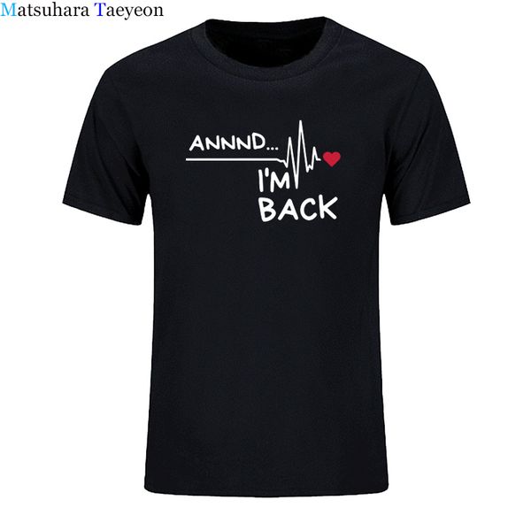 

new fashion t shirt men and i'm back heart beat wave line surgery design 100% cotton t shirt eu size men clothing