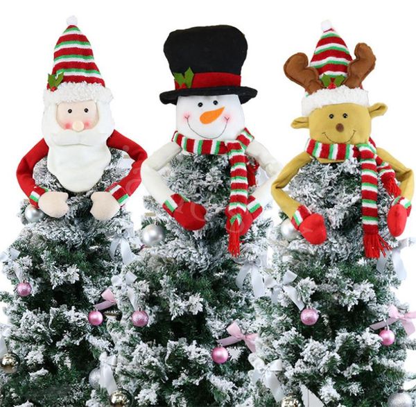 Decorazioni per albero di Natale Topper Babbo Natale Pupazzo di neve Renne Hugger Xmas Holiday Winter Party Ornament Supplies da937