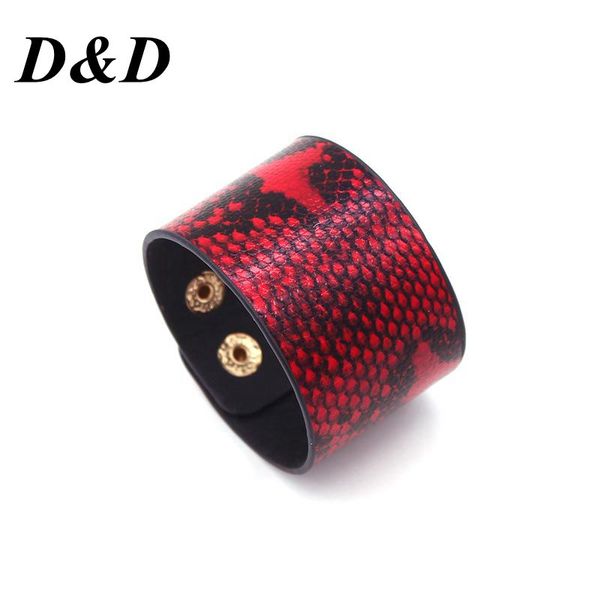 

tennis d&d circle python pattern leather bracelets women artificial adjustable charm bracelet punk ladies jewellery, Golden;silver
