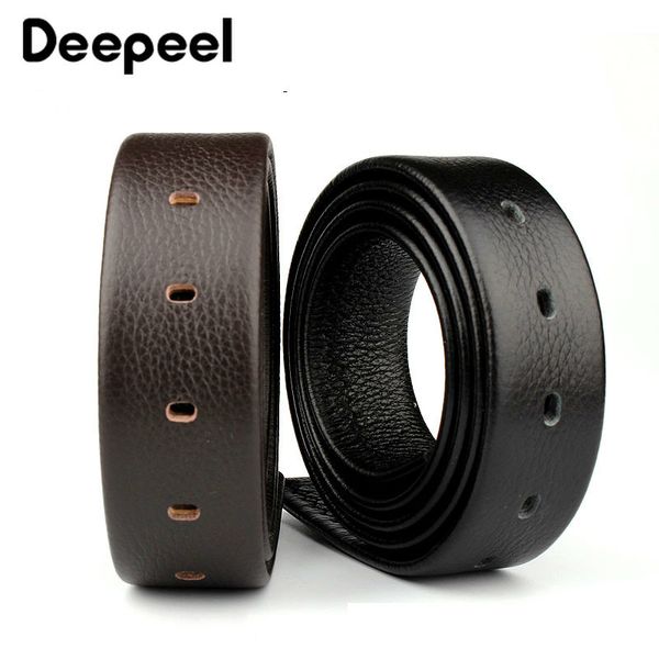 

deepeel 1pc 3.3cm luxury first layer leather bellt strap geniune leather for smooth/pin buckle waistband accessory, Black;brown