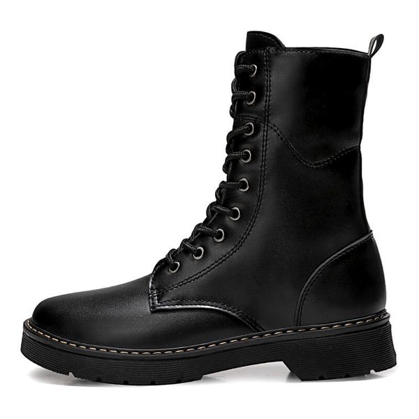 

women's female ladies woman boots shoes winter spring lace up shoes punk plus fur warm casual plus size 43 44, Black