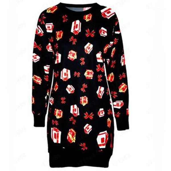 

sleeve round neck clothing designer female casual loose long pullover hoodies ladies christmas pattern sweatshirts fashion long, Black
