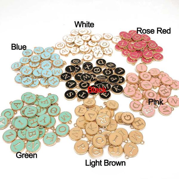 

kc gold 0-9 enamel alphabet for diy necklace jewelry making a-z 26pcs letter acrylic digital letter pendant charms double sides, Bronze;silver
