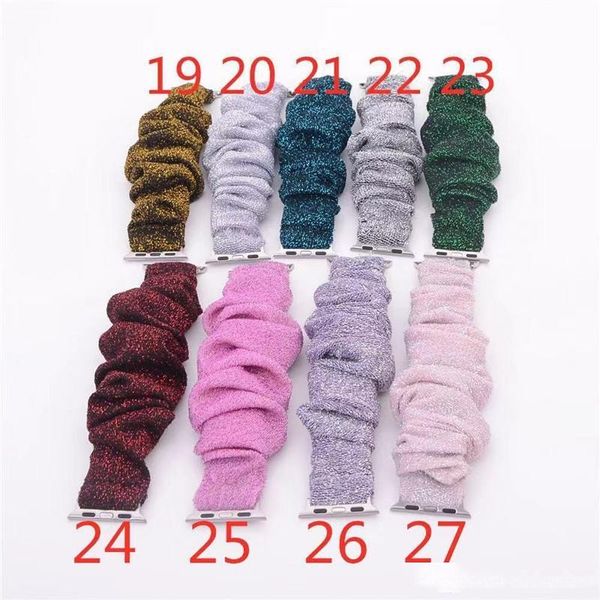 

new soft knitting sequins watch bands colorful cloth bands scrunchie cloth fashion wrist band for iwatch 1/2/3/4 38mm 40mm 42mm 44mm