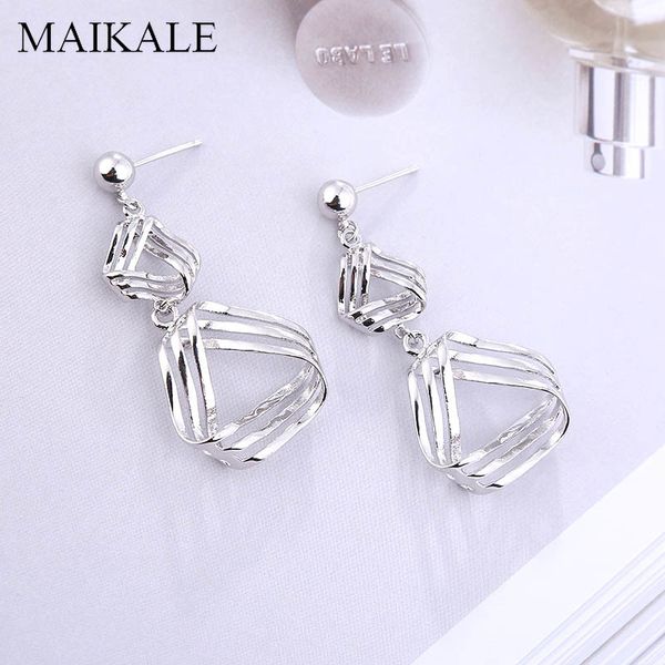 

stud maikale multilayer triangle long earrings geometric silver color metal alloy big for women statement jewelry gifts, Golden;silver