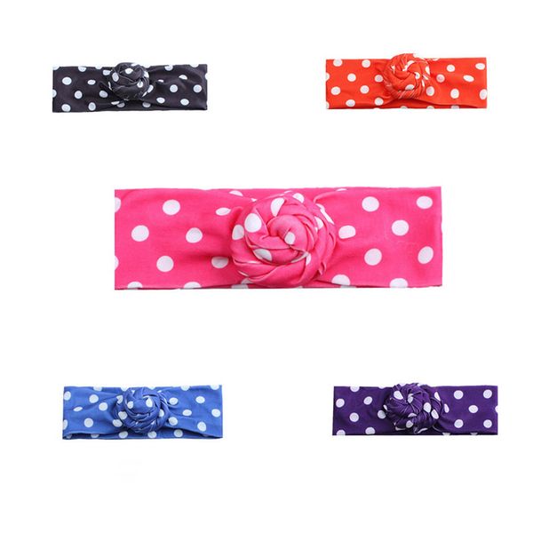 

children fashion dots printing circle baby hair band baby supplies flower shape headband kids babys girls hair accessories, Slivery;white