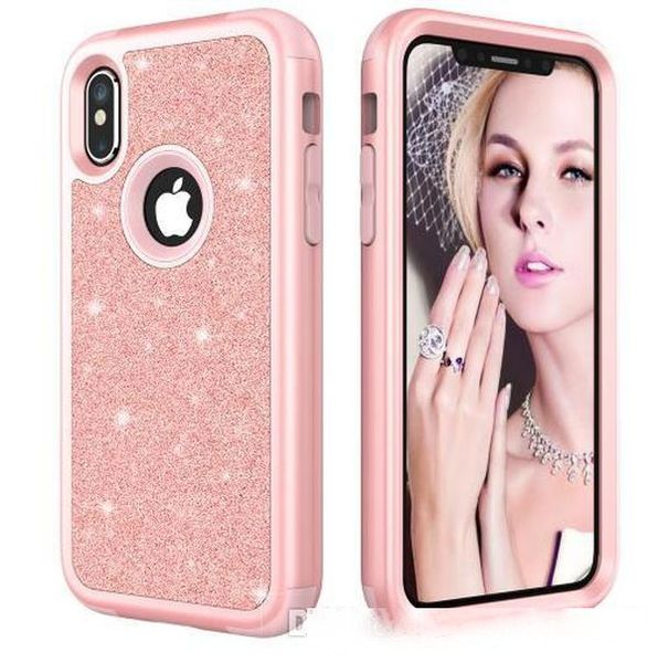 

luxury glitter sparkle bling hybrid sturdy armor high impact shockproof protective cover case for apple iphone 6 6s 8 7 plus x xs xr max