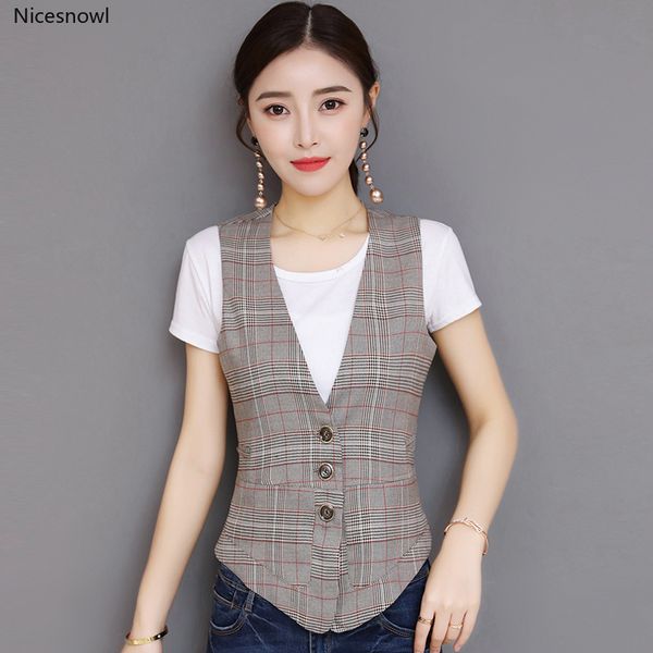 

women's vests summer plaid vest waistcoat women short slim thin plus size 4xl sleeveless blazer female casual elegant for woman, Black;white