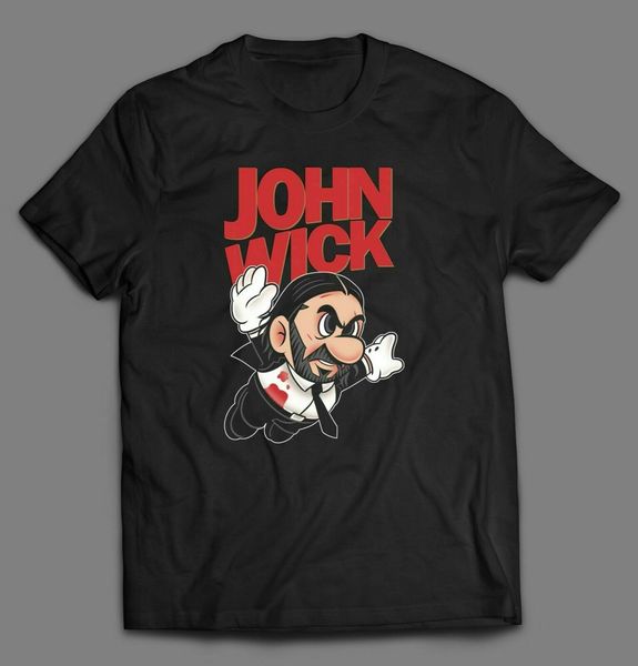 

john wick super mari parody mash up shirt male designing t shirt tee cotton shirts wholesale