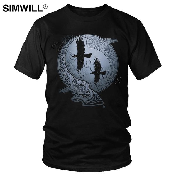 

male odin ravens t-shirt cool viking norse huginn and muninn t shirt short sleeved cotton printed tee slim fit merchandise