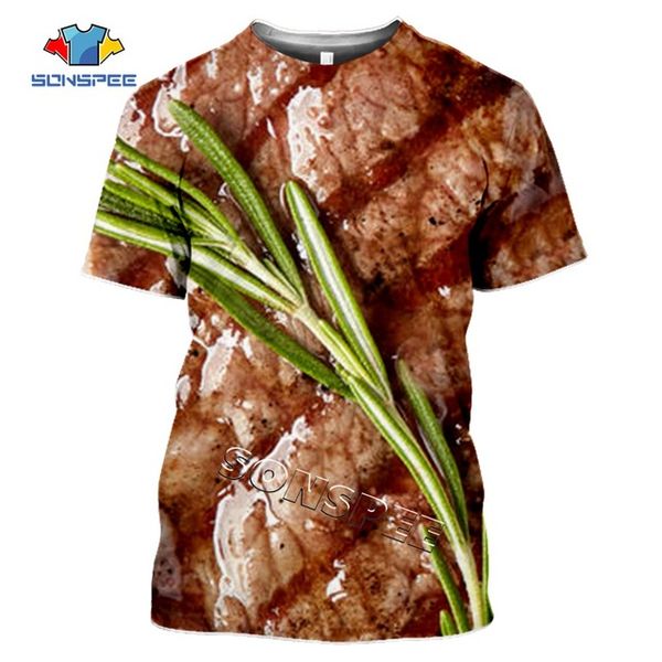 

3d interesting food pork black pepper steak street fruit animal cow food lemon 3d print shirts funny plus size harajuku men clothing