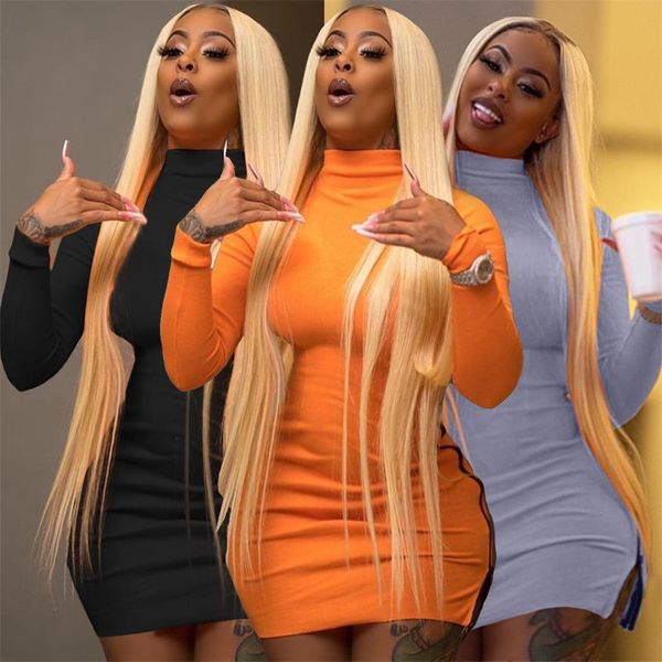 

fashion women dresses solid color long sleeve dress mini dress autumn spring bodycon dresses party night dress club wear s-3xl ly9274, White