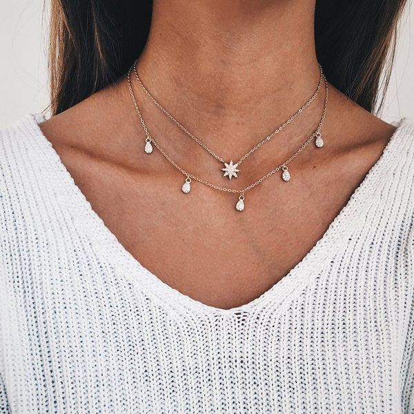 

crystal moon ожерелья и подвески для женщин vintage очарования золота колье ожерелье xl010, Silver