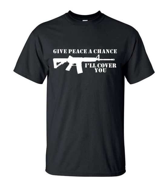 

personality t shirt give peace a chance i'll cover you letters mens t shirt t-shirt