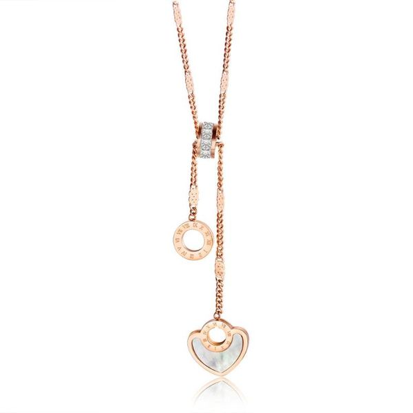 

brand fashion necklace korean version of lady necklace titanium steel heart-shaped baibei roman clavicle chain high-grade atmosp, Silver