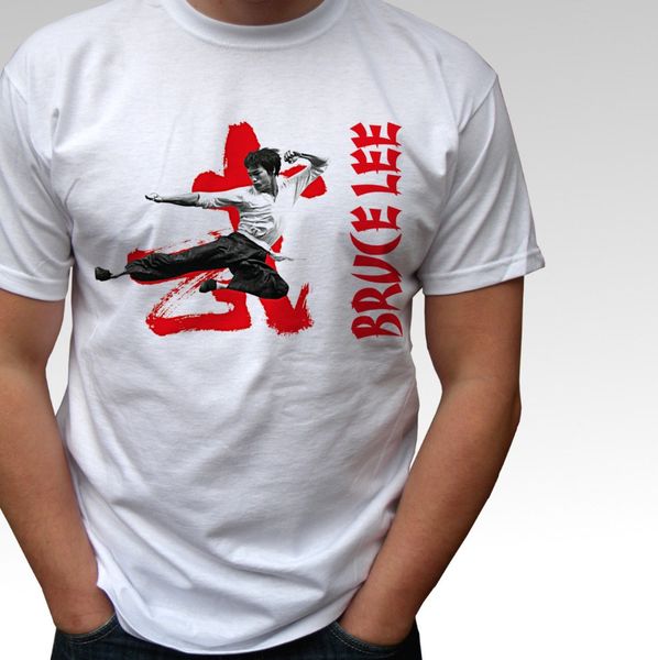 

брюс ли перейти удар white t shirt top мужская 2019 новый tee печать мода для печати street wear плюс размер на заказ печать на футболках