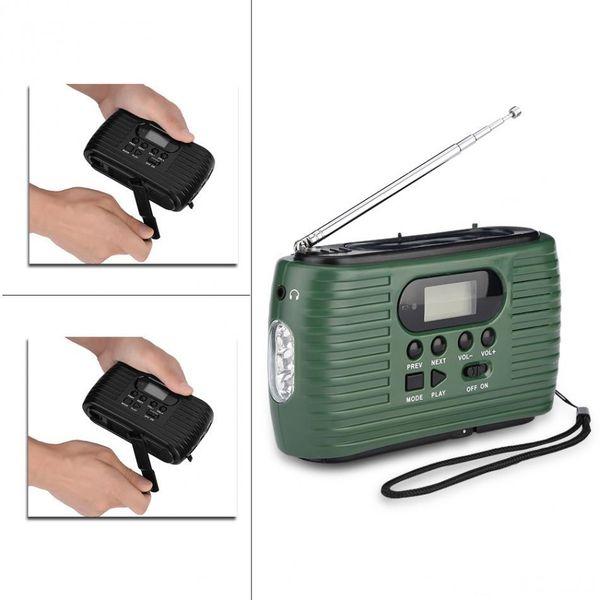 

rd-323 am/ fm radio portable hand crank power & solar power bank emergency supply support mp3 music player outdoor flashlight