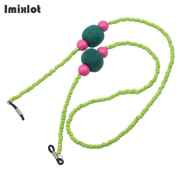 

pompom charm women green blue beads eyeglass chains sunglasses reading beaded glasses chain eyewears cord holder neck strap rope, Silver