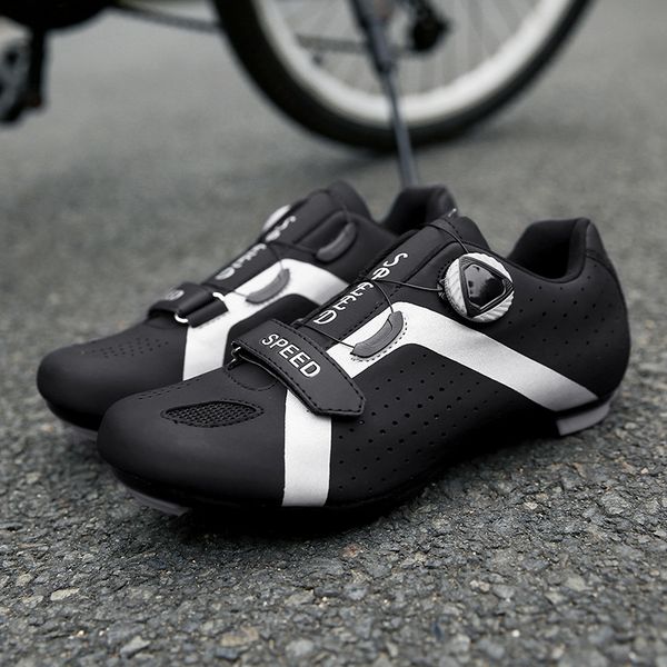 

cycling footwear breathable mtb outdoor shoes lightweight reflective self-locking cleat athletic bicycle sneakers men sports, Black