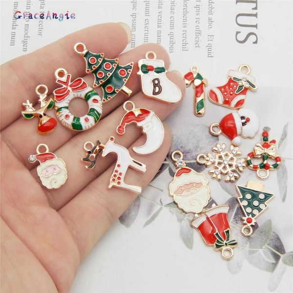 

graceangie 15pcs/15pair christmas charms for jewelry making xmas boot snowman boot snowflake charms pendants jewelry making gift, Bronze;silver