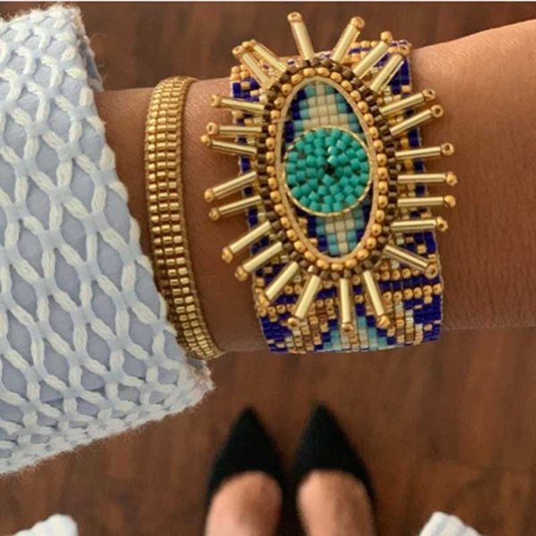 

charm bracelets showboho evil eye bracelet for women trendy jewelry miyuki lucky pulseras mujer moda 2021 unique handmade woven, Golden;silver